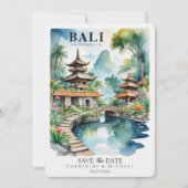 Bali Indonesia Tropical Asian Destination Wedding Save The Date (Voorkant)