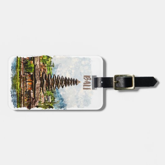 Bali Indonesia Ulun Danu Beratan Temple Bagagelabel (Voorkant horizontaal)