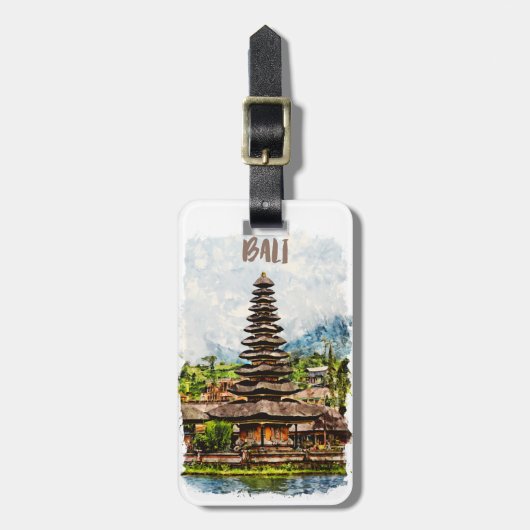 Bali Indonesia Ulun Danu Beratan Temple Bagagelabel (Voorkant verticaal)