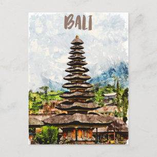 Bali Indonesia Ulun Danu Beratan Temple Briefkaart