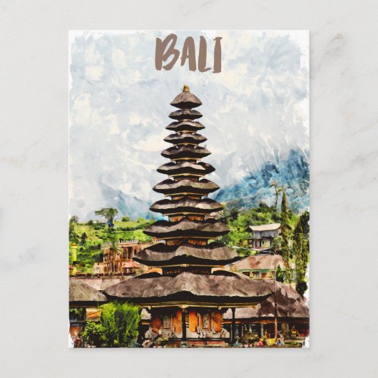 Bali Indonesia Ulun Danu Beratan Temple Briefkaart (Voorkant)