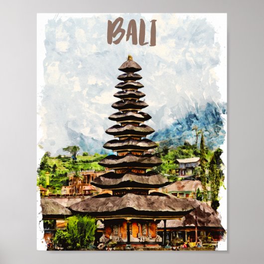 Bali Indonesia Ulun Danu Beratan Temple Poster (Voorkant)