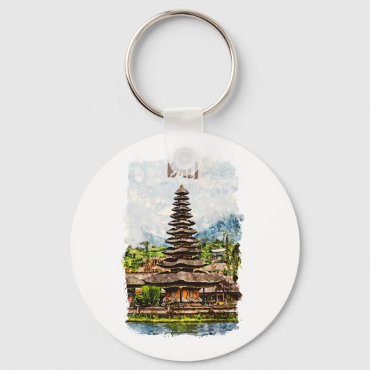 Bali Indonesia Ulun Danu Beratan Temple Sleutelhan Sleutelhanger (Voorkant)