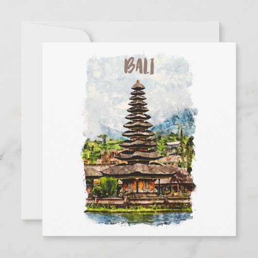 Bali Indonesia Ulun Danu Beratan Wenskaart Kaart (Voorkant)