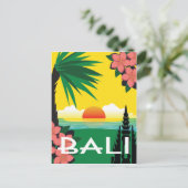 Bali Indonesia vintage-reisstijlillustratie Briefkaart (Staand voorkant)