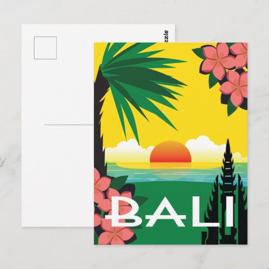 Bali Indonesia vintage-reisstijlillustratie Briefkaart (Voorkant / Achterkant)