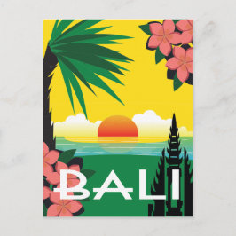 Bali Indonesia vintage-reisstijlillustratie Briefkaart