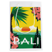 Bali Indonesia vintage-reisstijlillustratie Medium Cadeauzakje (Voorkant)