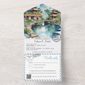 Bali Indonesia Wedding All In One Uitnodiging (Binnen)