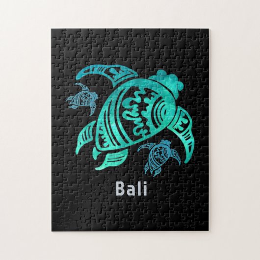 Bali Indonesia Zee Blue Tribal Turtle Legpuzzel (Verticaal)