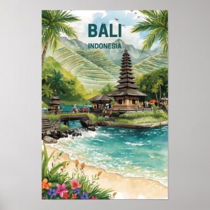 Bali Indonesië Aquarel Reis Tropisch Poster