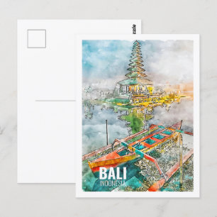 Bali Indonesië Beroemde Travel Waterverf Sketch Briefkaart