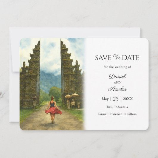 Bali Indonesië bestemming bruiloft Save The Date (Voorkant)
