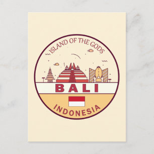 Bali Indonesië City Skyline Embleem Briefkaart