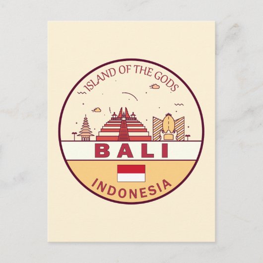 Bali Indonesië City Skyline Embleem Briefkaart (Voorkant)