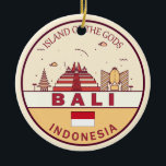 Bali Indonesië City Skyline Embleem Keramisch Ornament<br><div class="desc">Bali minimalistisch,  kleurrijk kunstontwerp met monumenten en bezienswaardigheden van de stad in Indonesië.</div>