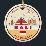 Bali Indonesië City Skyline Embleem Keramisch Ornament<br><div class="desc">Bali minimalistisch,  kleurrijk kunstontwerp met monumenten en bezienswaardigheden van de stad in Indonesië.</div>