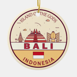Bali Indonesië City Skyline Embleem Keramisch Ornament