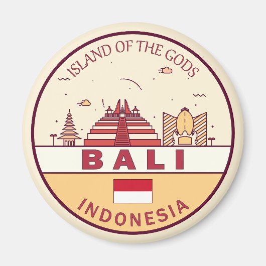 Bali Indonesië City Skyline Embleem Magneet (Voorkant)