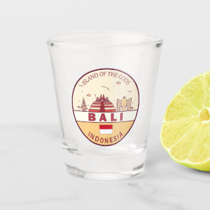 Bali Indonesië City Skyline Embleem Shot Glas