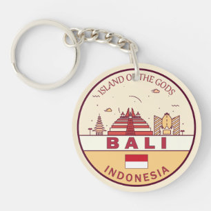 Bali Indonesië City Skyline Embleem Sleutelhanger
