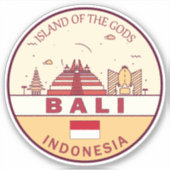 Bali Indonesië City Skyline Embleem Sticker (Voorkant)