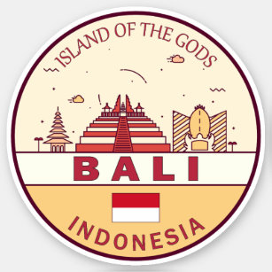 Bali Indonesië City Skyline Embleem Sticker