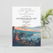 Bali Indonesië Huwelijksuitnodiging Retro Kaart (Staand voorkant)