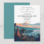Bali Indonesië Huwelijksuitnodiging Retro Kaart (Voorkant / Achterkant)