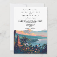 Bali Indonesië Huwelijksuitnodiging Retro