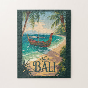 Bali Indonesië Illustratie Reis Kunst Vintage Legpuzzel