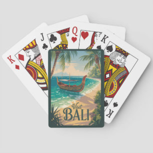 Bali Indonesië Illustratie Reis Kunst Vintage Pokerkaarten
