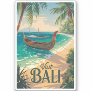 Bali Indonesië Illustratie Reis Kunst Vintage Sticker