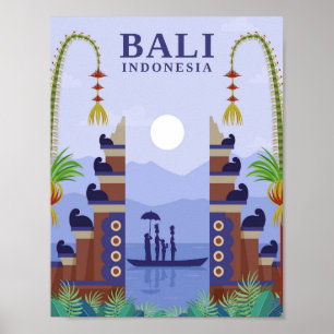 Bali Indonesië Kunst Reizen Illustratie Poster