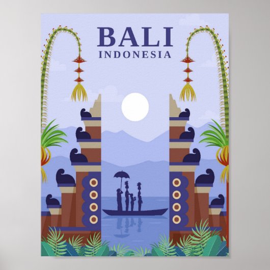 Bali Indonesië Kunst Reizen Illustratie Poster (Voorkant)