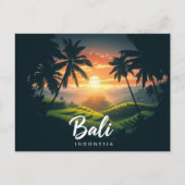 Bali Indonesië Palmbomen Rijstvelden Zonsondergang Briefkaart (Voorkant)