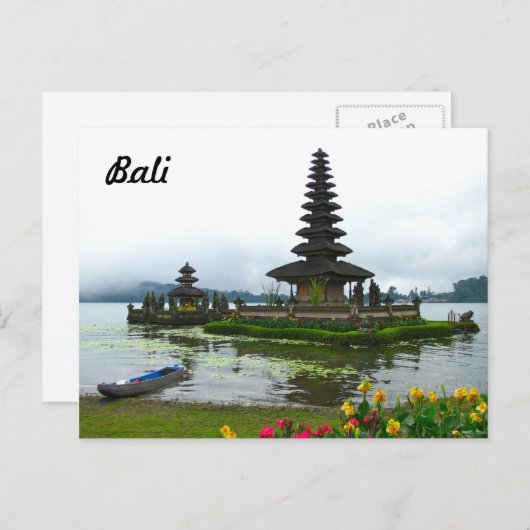 Bali, Indonesië - Pura Ulun Danu, Bratan-meer Briefkaart (Voorkant / Achterkant)