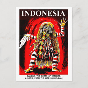 Bali, Indonesië. Rangda, de koningin van heksen. Briefkaart