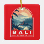 Bali Indonesië Reizen Kunst Vintage Keramisch Ornament<br><div class="desc">Bali retro vector reisontwerp. Bali is een eiland in Zuidoost-Azië dat bekend staat om zijn stranden,  tempels en cultuur. Het is ook de thuisbasis van zeeleven,  safariparken en kunst.</div>
