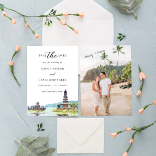 Bali Indonesië Save The Date Kaart