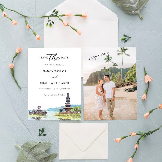Bali Indonesië Save The Date Kaart