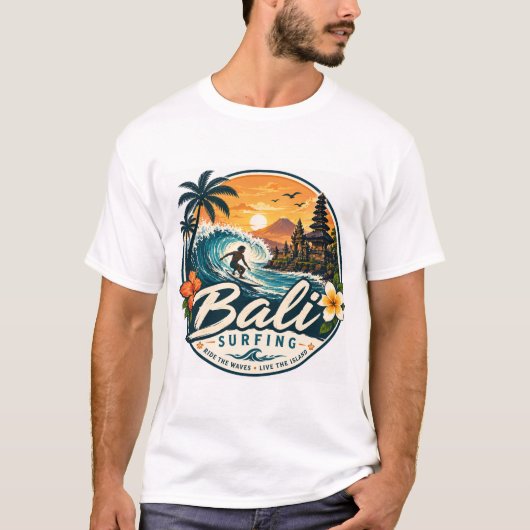 Bali, Indonesië surfen T-shirt (Voorkant)