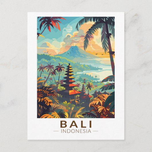 Bali Indonesië Tempels Reizen Kunst Vintage Briefkaart (Voorkant)