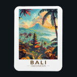 Bali Indonesië Tempels Reizen Kunst Vintage Magneet<br><div class="desc">Bali retro vector reisontwerp. Bali is een eiland in Zuidoost-Azië dat bekend staat om zijn stranden,  tempels en cultuur. Het is ook de thuisbasis van zeeleven,  safariparken en kunst.</div>