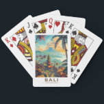 Bali Indonesië Tempels Reizen Kunst Vintage Pokerkaarten<br><div class="desc">Bali retro vector reisontwerp. Bali is een eiland in Zuidoost-Azië dat bekend staat om zijn stranden,  tempels en cultuur. Het is ook de thuisbasis van zeeleven,  safariparken en kunst.</div>