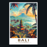Bali Indonesië Tempels Reizen Kunst Vintage Poster<br><div class="desc">Bali retro vector reisontwerp. Bali is een eiland in Zuidoost-Azië dat bekend staat om zijn stranden,  tempels en cultuur. Het is ook de thuisbasis van zeeleven,  safariparken en kunst.</div>