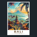 Bali Indonesië Tempels Reizen Kunst Vintage Poster<br><div class="desc">Bali retro vector reisontwerp. Bali is een eiland in Zuidoost-Azië dat bekend staat om zijn stranden,  tempels en cultuur. Het is ook de thuisbasis van zeeleven,  safariparken en kunst.</div>