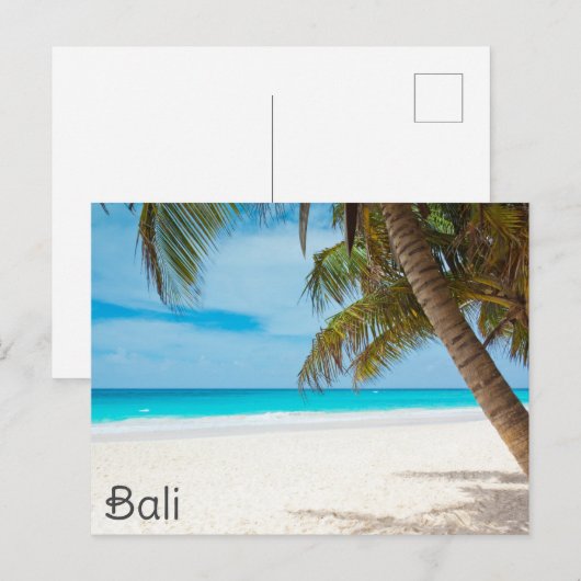 Bali Indonesië Tropical Beach Palm Tree Travel Briefkaart (Voorkant / Achterkant)