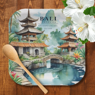 Bali Indonesië Tropische Aziatische Bestemming Tro Papieren Bordje