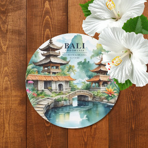Bali Indonesië Tropische Aziatische Bestemming Tro Ronde Kartonnen Onderzetter